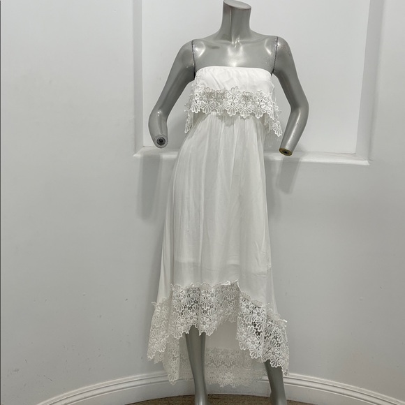 Solitaire Swim Strapless Hi/Lo Dress White Size S - Picture 4 of 9